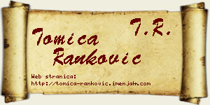 Tomica Ranković vizit kartica